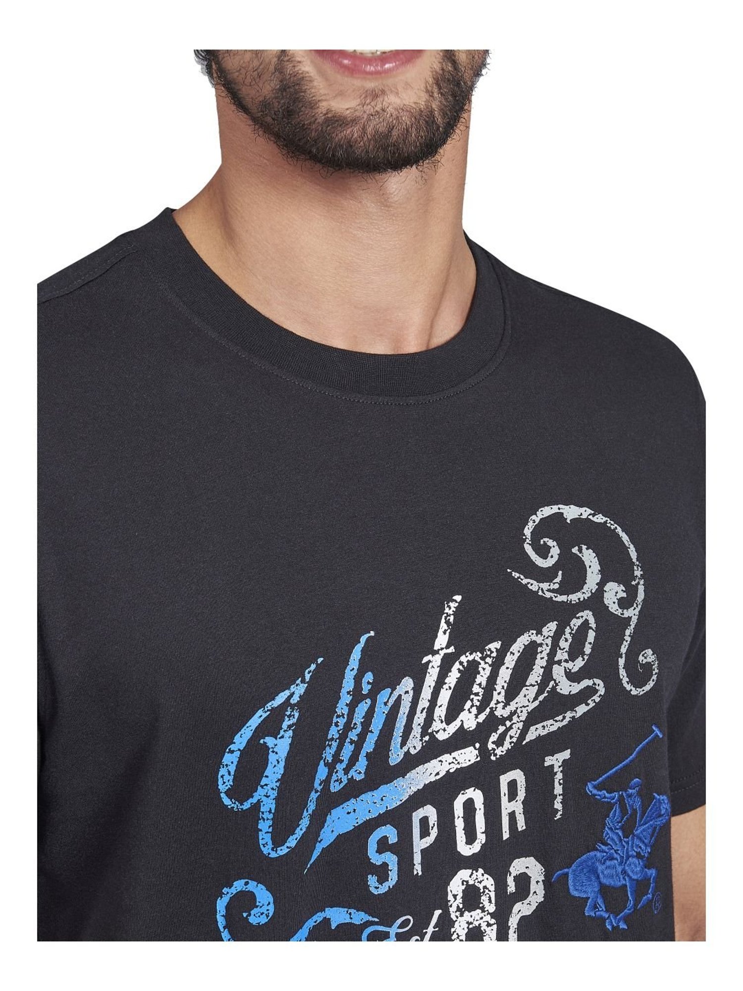 Beverly Hills Polo Club Black Cotton Regular Fit Printed T-Shirt