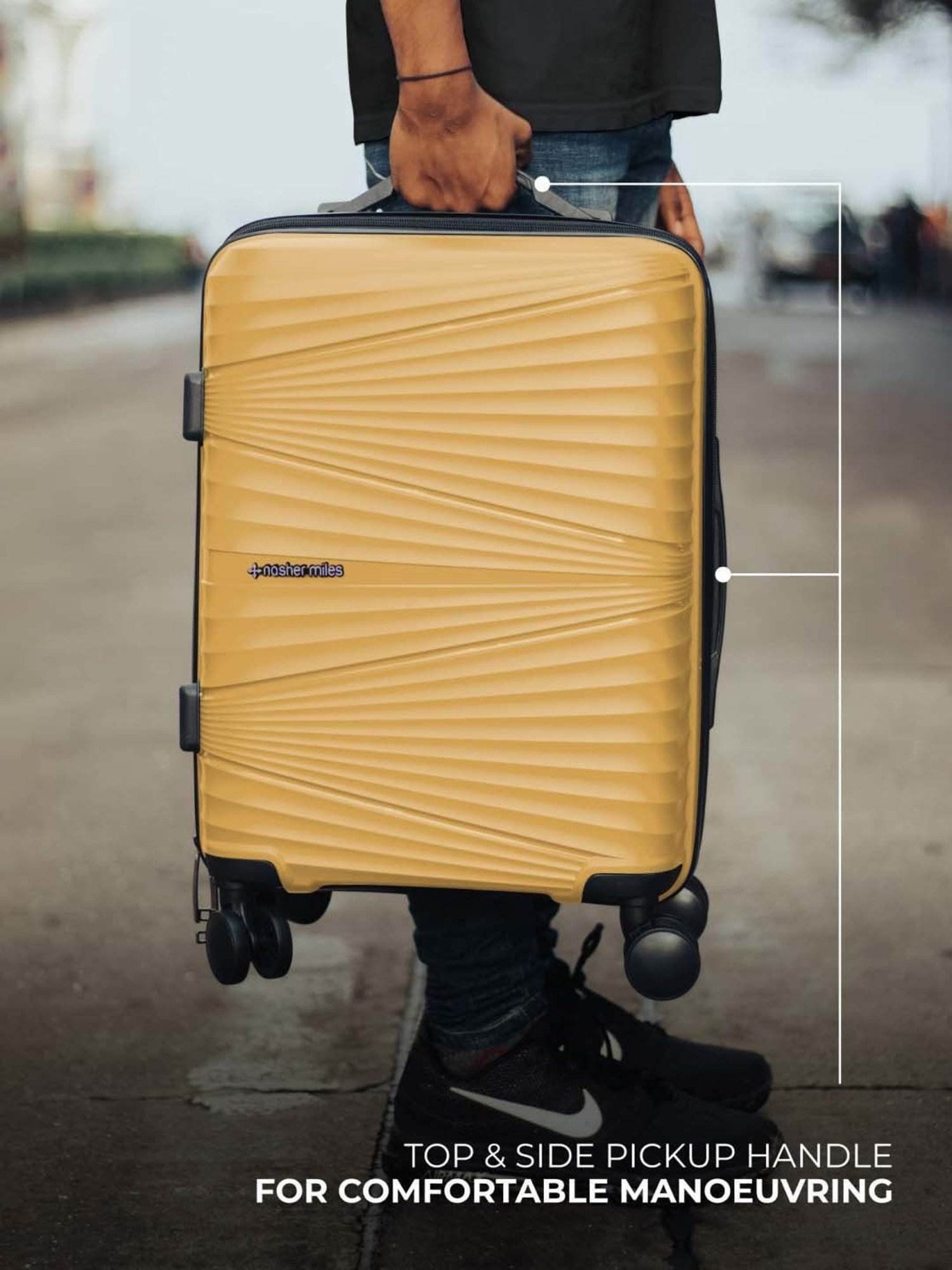 Nasher Miles Mumbai Hard-Sided Polypropylene Luggage Set of 3 Yellow Trolley Bags (55, 65 & 75 cm)