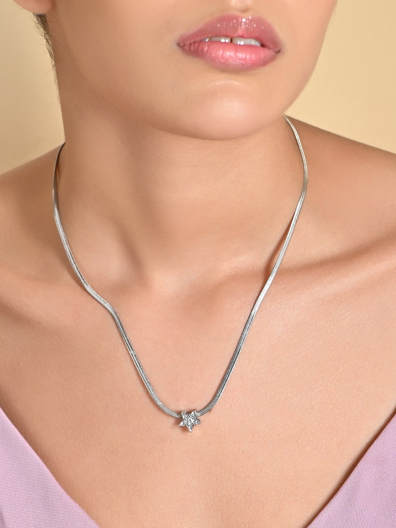 ToniQ Rhodium Plated Star Women's Necklace