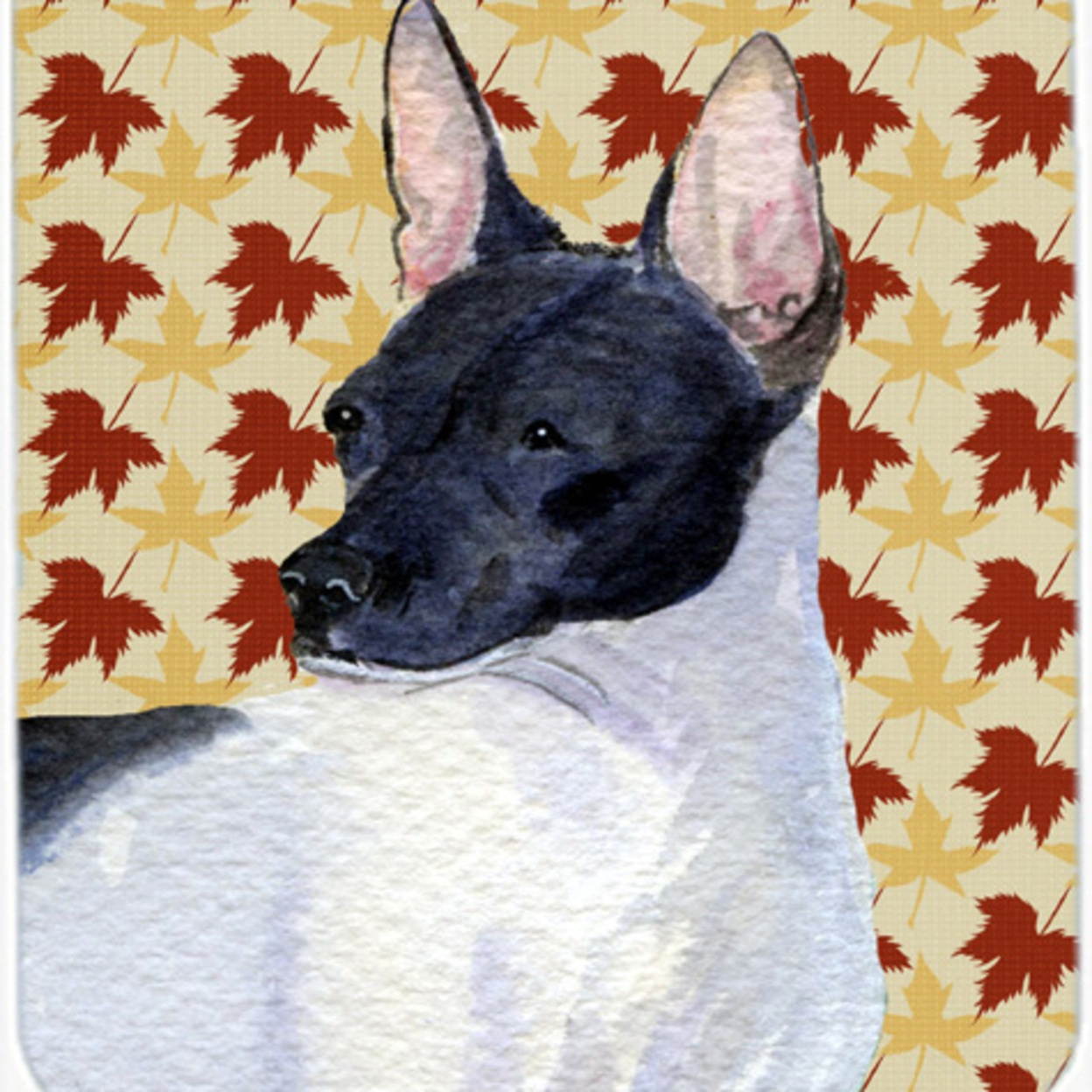 Rat Terrier Fall Leaves Portrait Mouse Pad, Hot Pad or Trivet