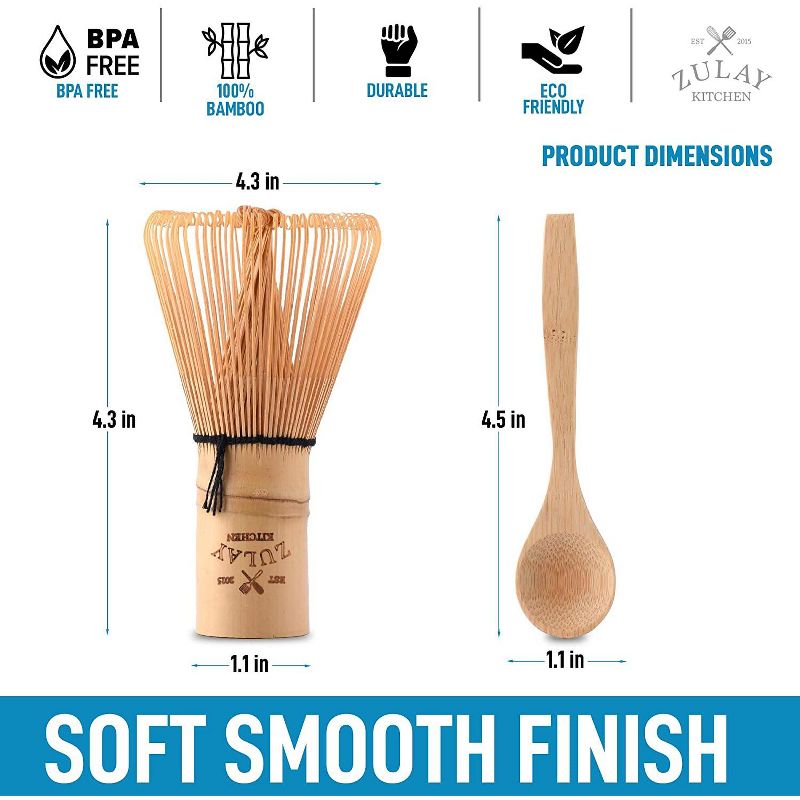 Zulay Kitchen Matcha Tea Whisk, Bamboo - 100 prong