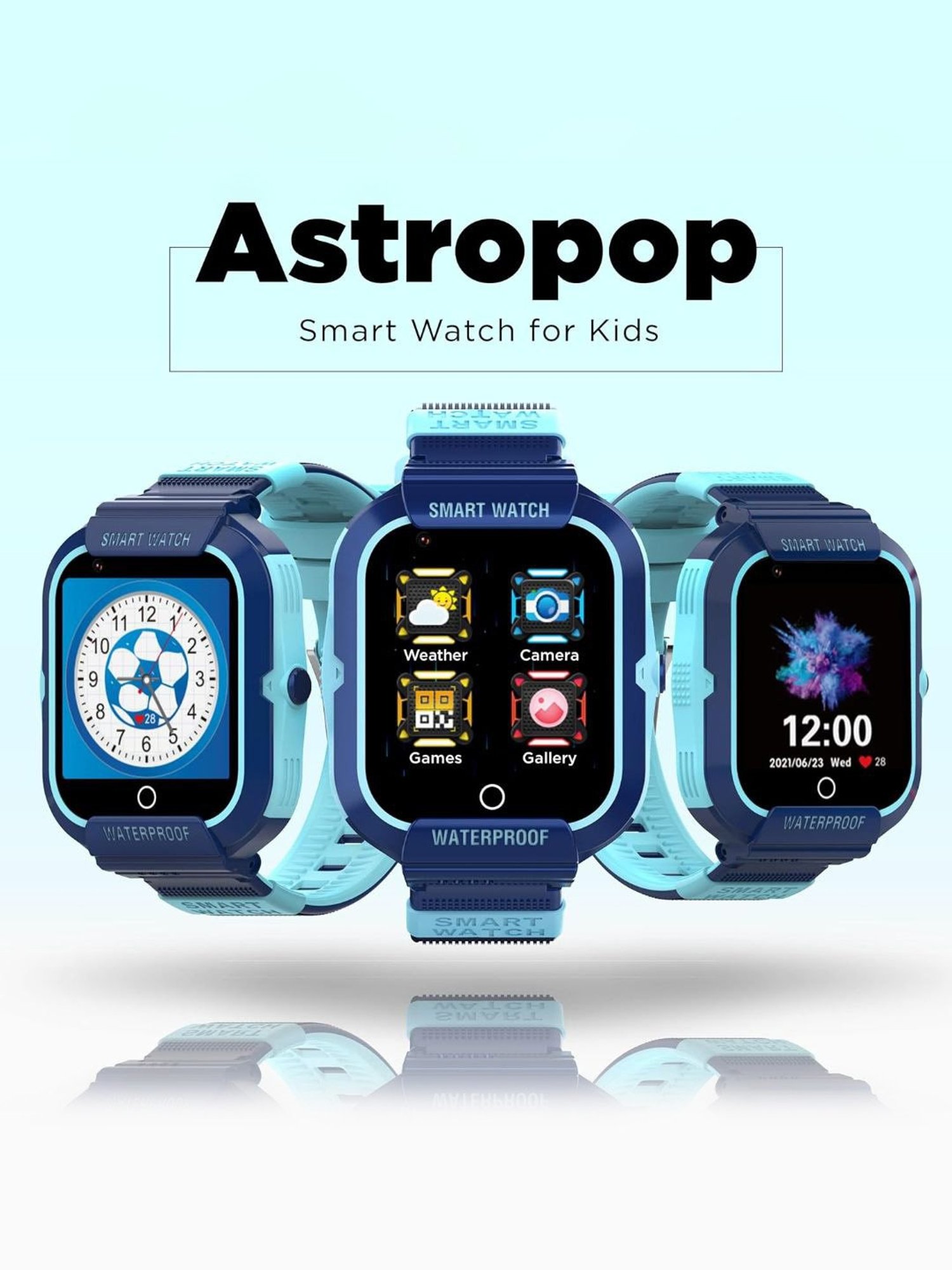 Turet Smartwatch for Kids with HD Display, Camera, SOS Button, Phone & Video Calling (Dark Blue)