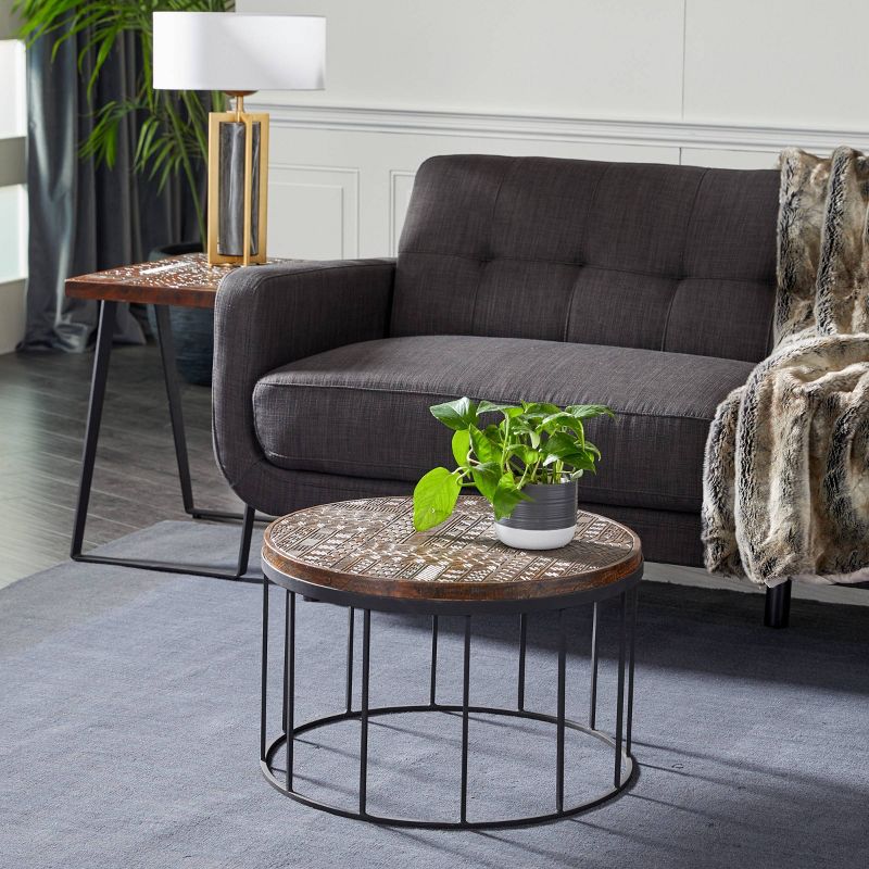 Contemporary Mango Wood Round Accent Table Brown - Venus Williams Collection