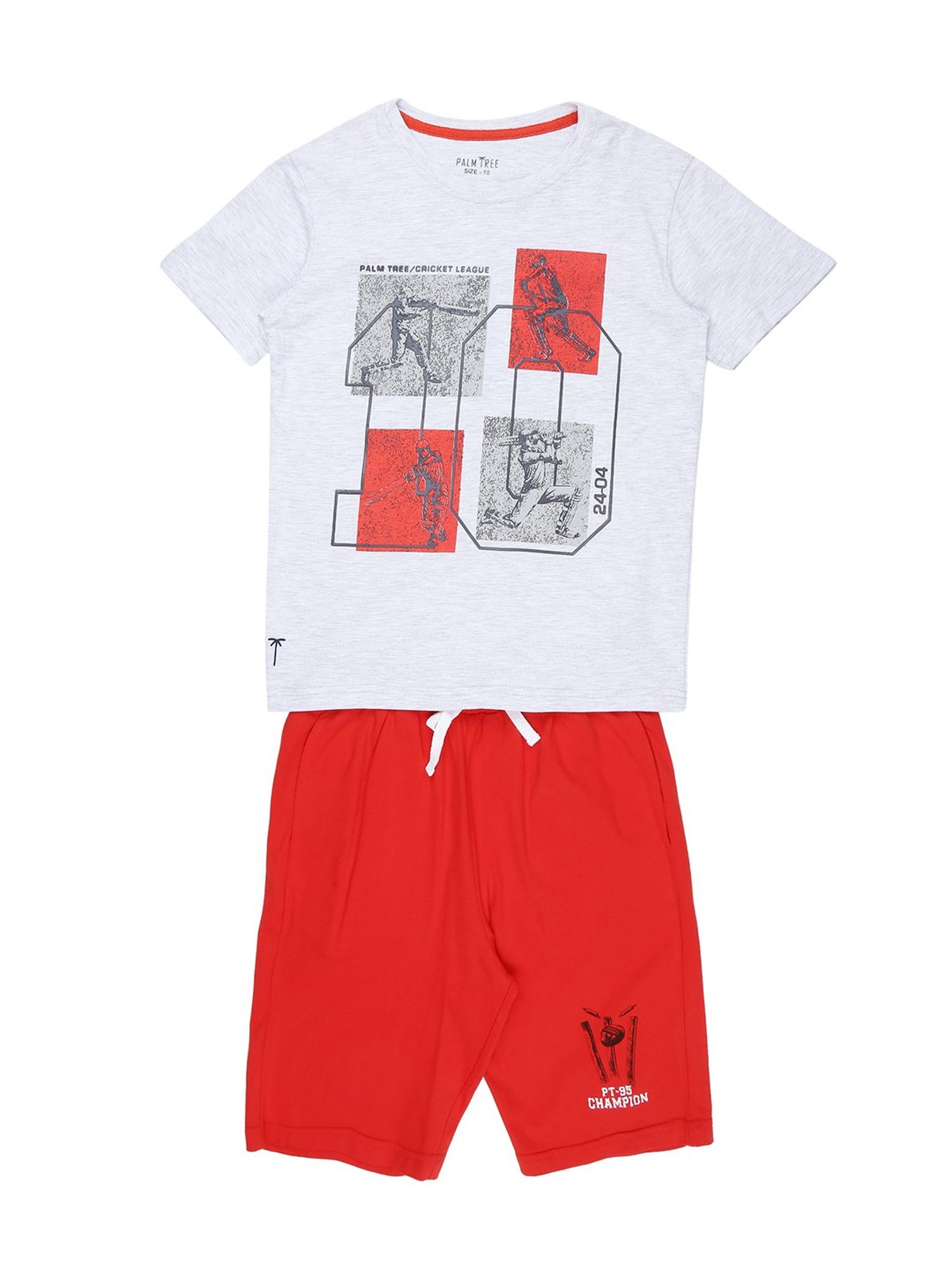Gini & Jony Kids White & Red Printed T-Shirt With Bermuda
