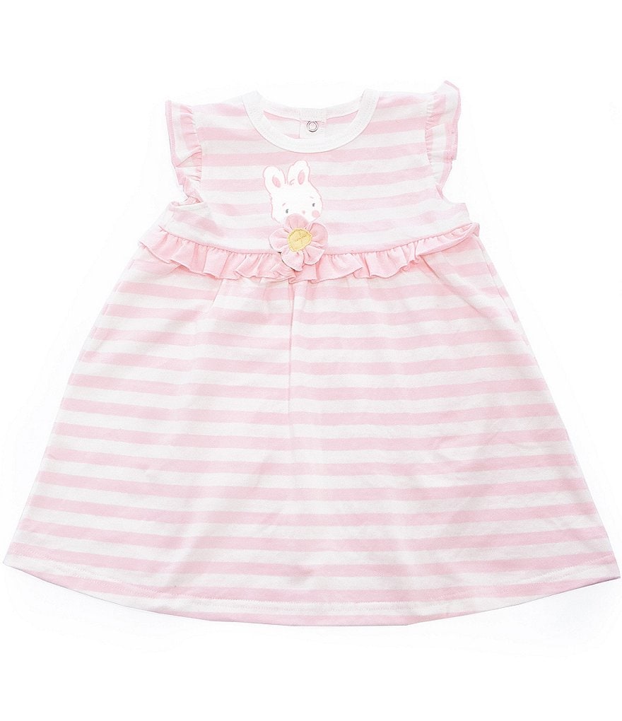 Bunnies By The Bay Baby Girls 6-9 Months Blossom Bunny Stripe A-Line Dress