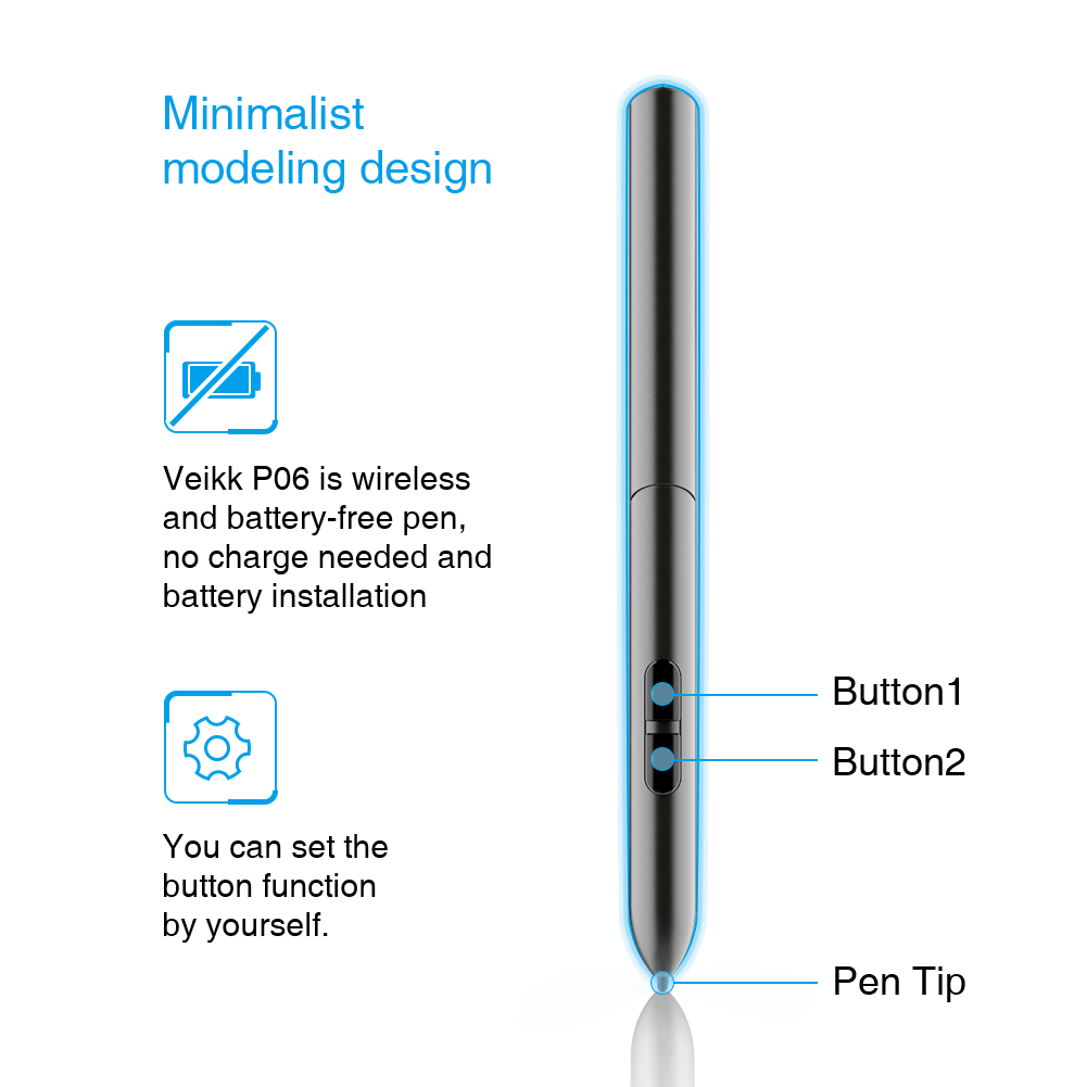 VEIKK S640 V2 OSU!Ultrathin Tablet  6x4 Inch Digital Drawing Pen Tablet with Battery-free Pen (8192 Levels Pressure)for Android Windows and Mac OS