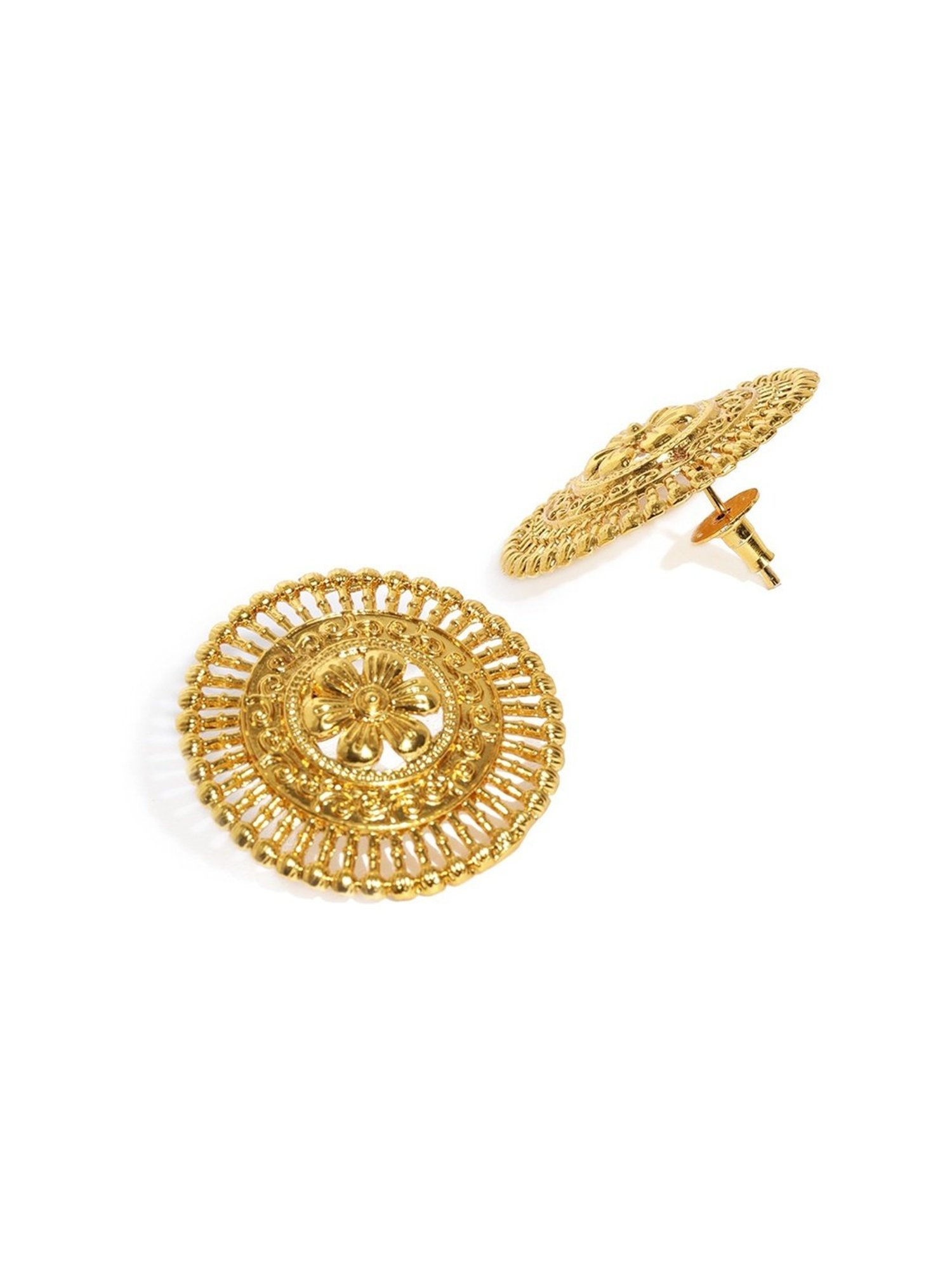 Zaveri Pearls Splendid Gold Look Finely Detailed Stud Earrings-ZPFK9369