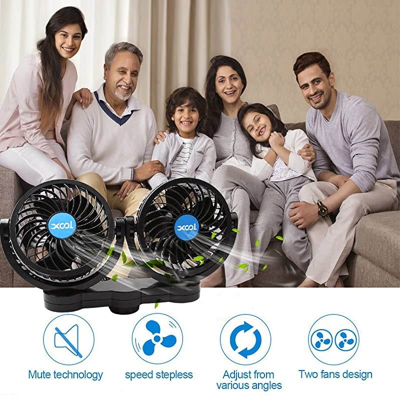 Car Fan  Electric Car Fans for Rear Seat Passenger Portable Car Seat Fan Headrest 360 Degree Rotatable Backseat Car Fan 12V Cooling Air Fan with Stepless Speed Regulation for SUV RV Vehicles