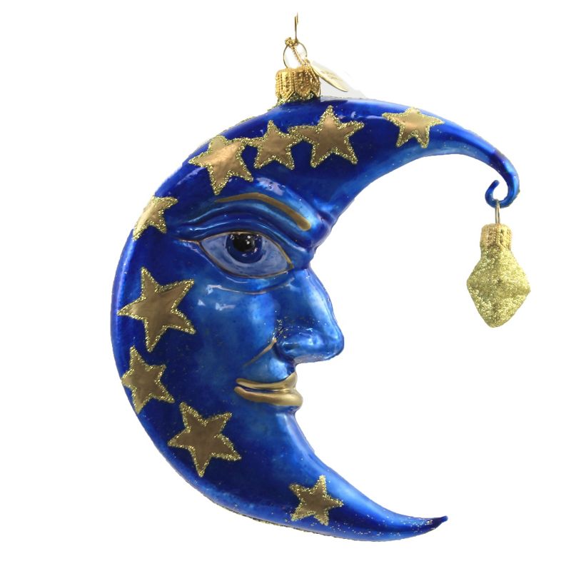 Morawski 5.25" Blue Man In The Moon & Star Ornament Halloween Crescent  -  Tree Ornaments
