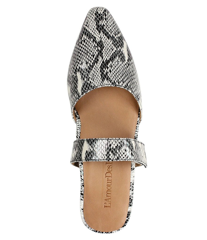 L'Amour Des Pieds Baruk Snake Print Leather Mules