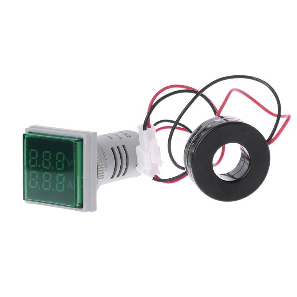 AC 60-500V 0-100A D18 Square LED Digital Dual Display Voltmeter Ammeter Voltage Gauge Current Meter White
