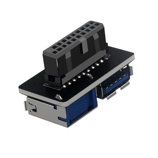 CY Dual USB 3.0 A Type Female to Motherboard 20/19 Pin Box Header Slot Adapter PCBA Flat Type