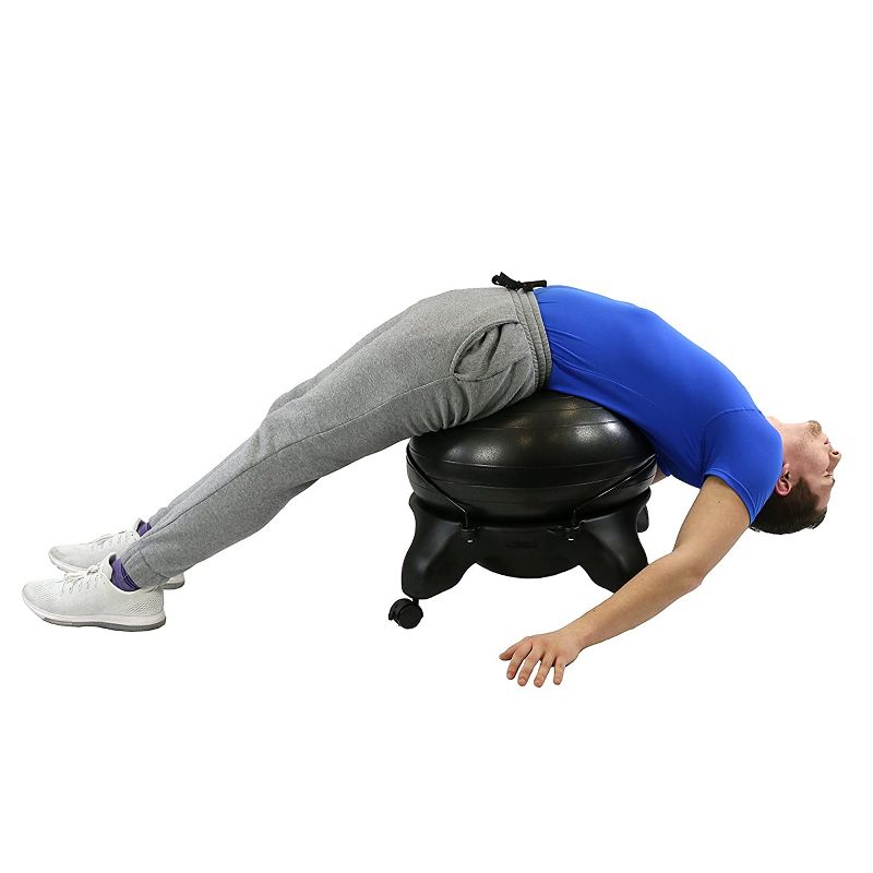 CanDo 30-1796 Backless 22 Inch Plastic Exercise Ball Stool with 4 Locking Caster Wheels for Home Office or Gym, Black