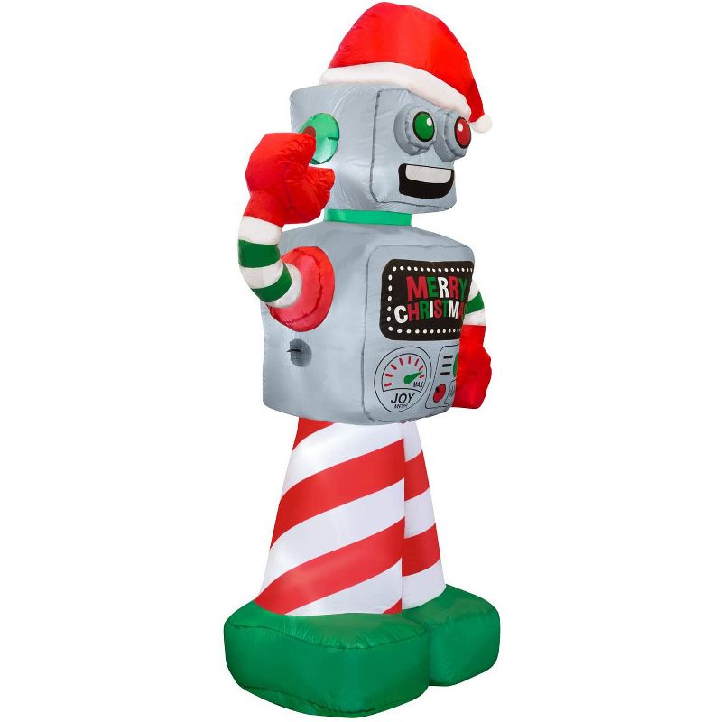 Holidayana 6 Foot Tall Giant Inflatable Robot Holiday Ornament Yard Decoration with Blower Fan, Tie Down Straps, and Ground Anchor Stakes