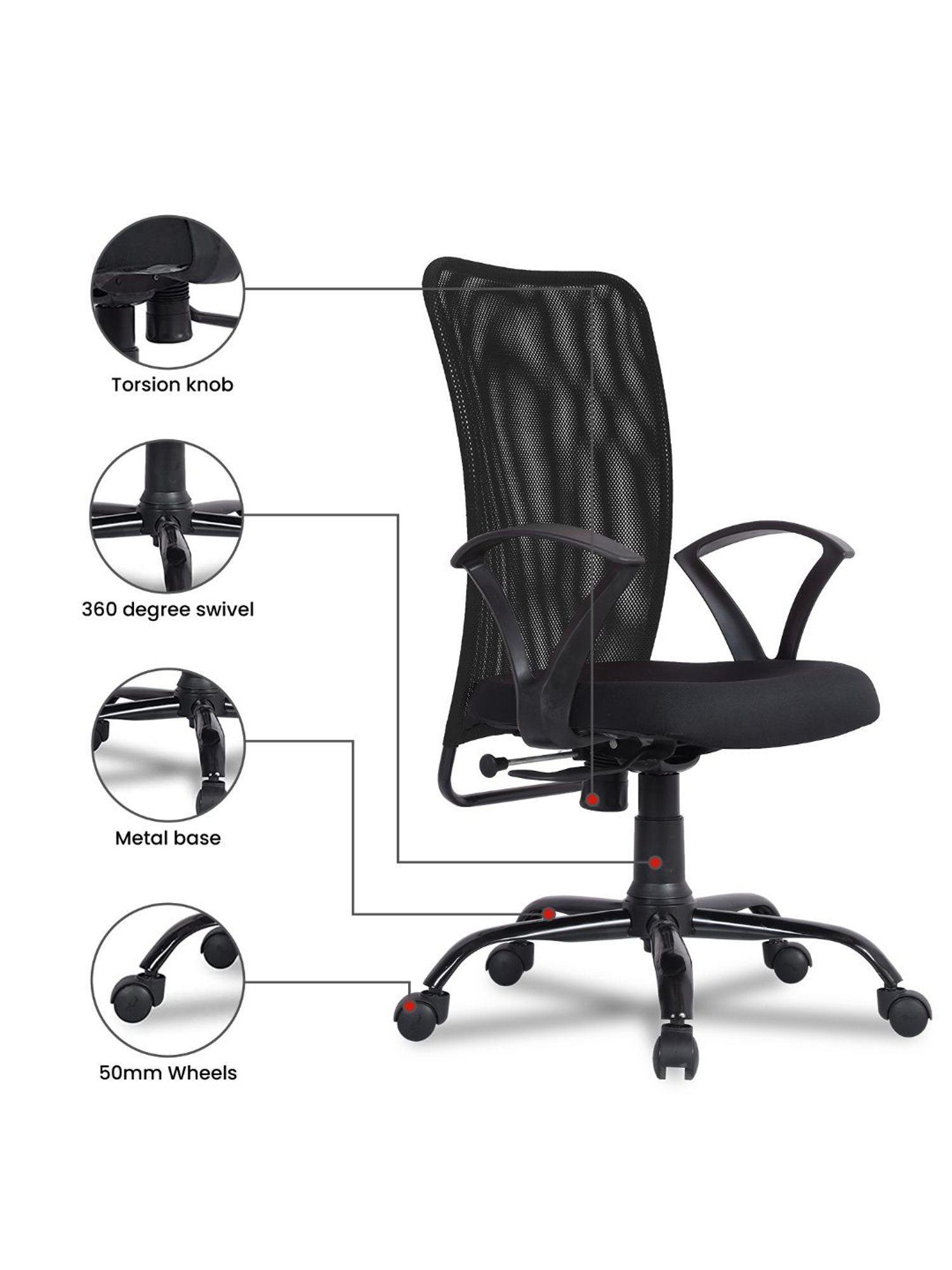 Durian Chaste Black Fabric Executive Chair