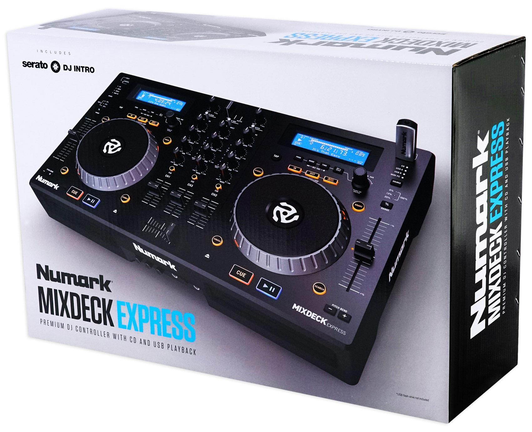 Numark Mixdeck Express DJ Mixer/Controller, Dual CD+USB Playback+Headphones+Mics