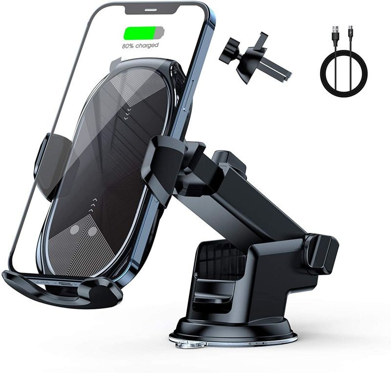 Wireless Car Charger Mount Auto-Clamping - FLYAMAPIRIT 10W Qi Fast Charging Air Vent Car Phone Holder Compatible with iPhone 12/pro max/Samsung S20/Note 20 All 4.7-6.7 Inch Phone (Black)