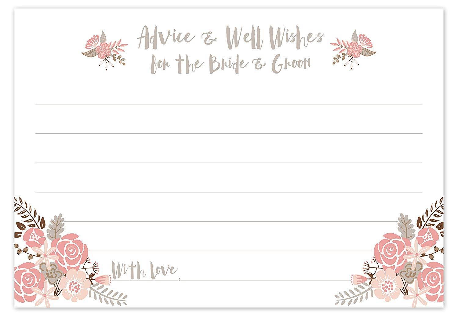 Boho Floral Wedding Advice Cards (50 Count) - Advice & Well Wishes for the Bride & Groom - Bridal Shower Game or Reception Activity - Marriage Advice