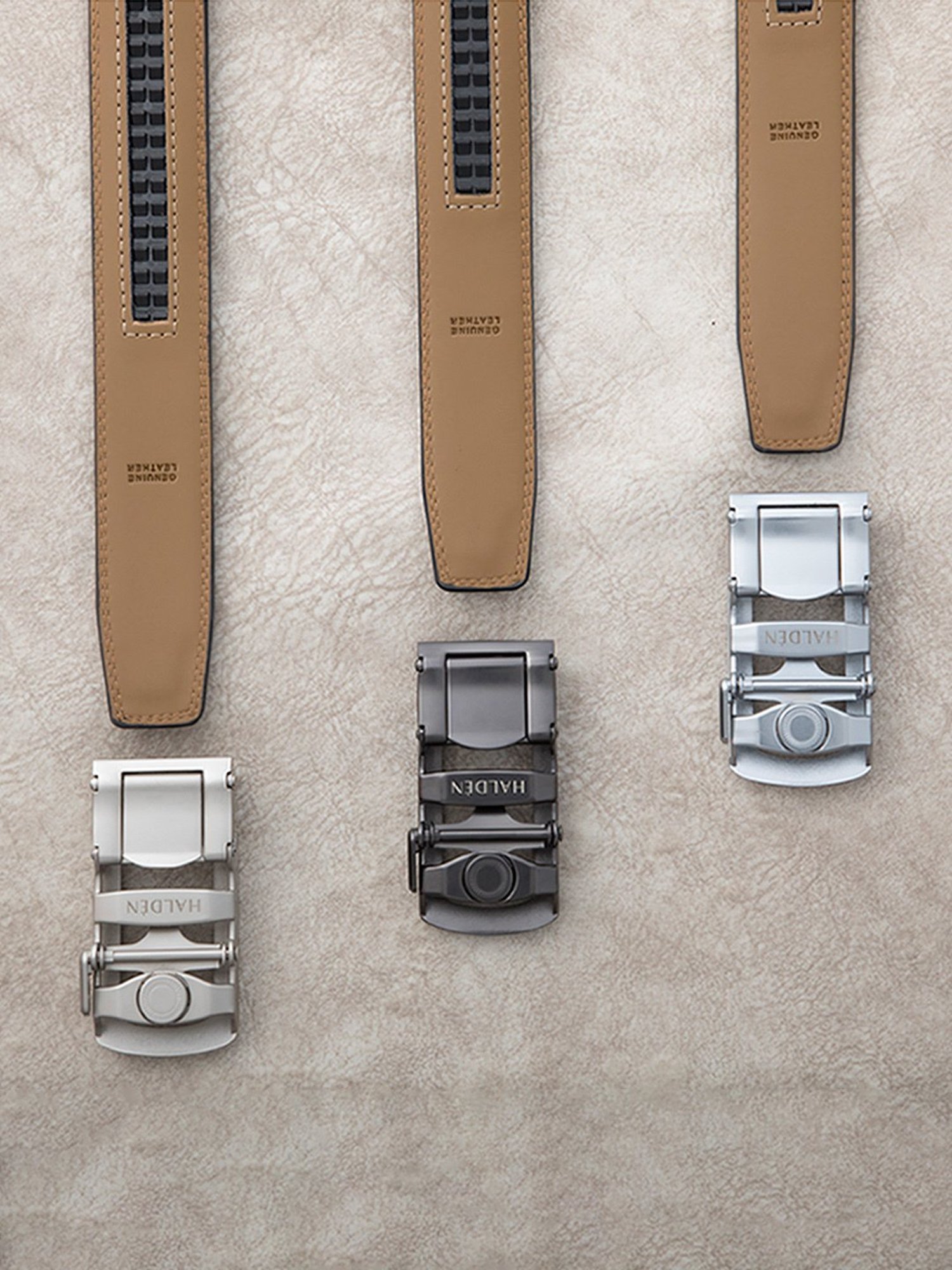 Halden Brown Theo Textured Formal Belt With Classic Rose Gold Matt Buckle