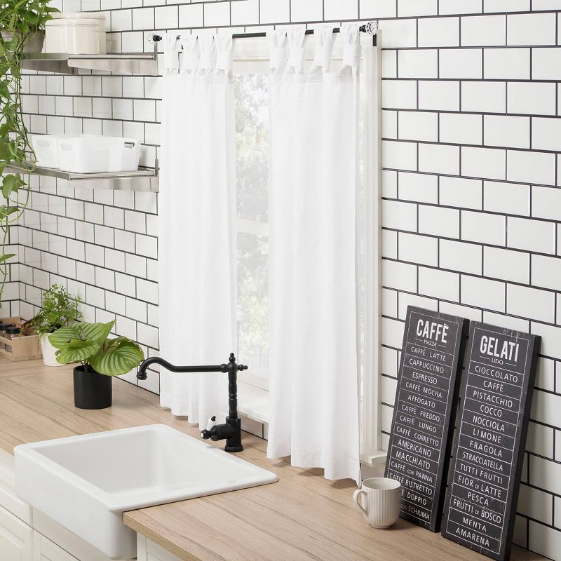 Set of 2 36"x42" Floral Curtain Tiers White/Beige - Threshold™