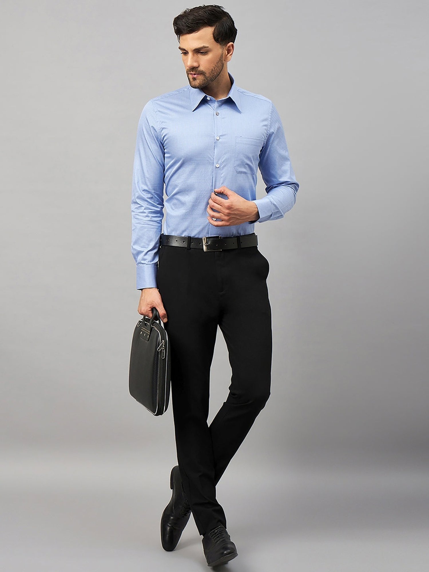 Louis Stitch Blue Cotton Regular Fit Checks Shirt