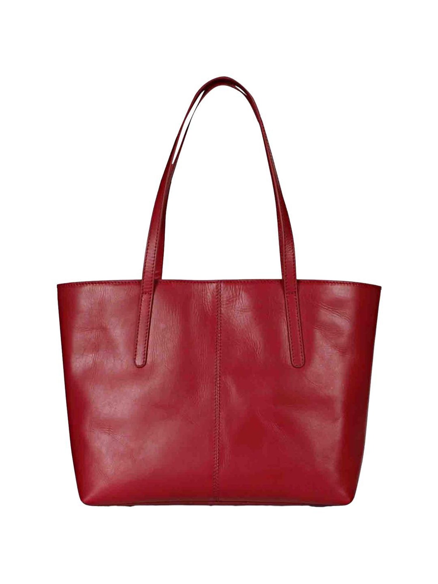 Favore Red Solid Medium Tote Handbag