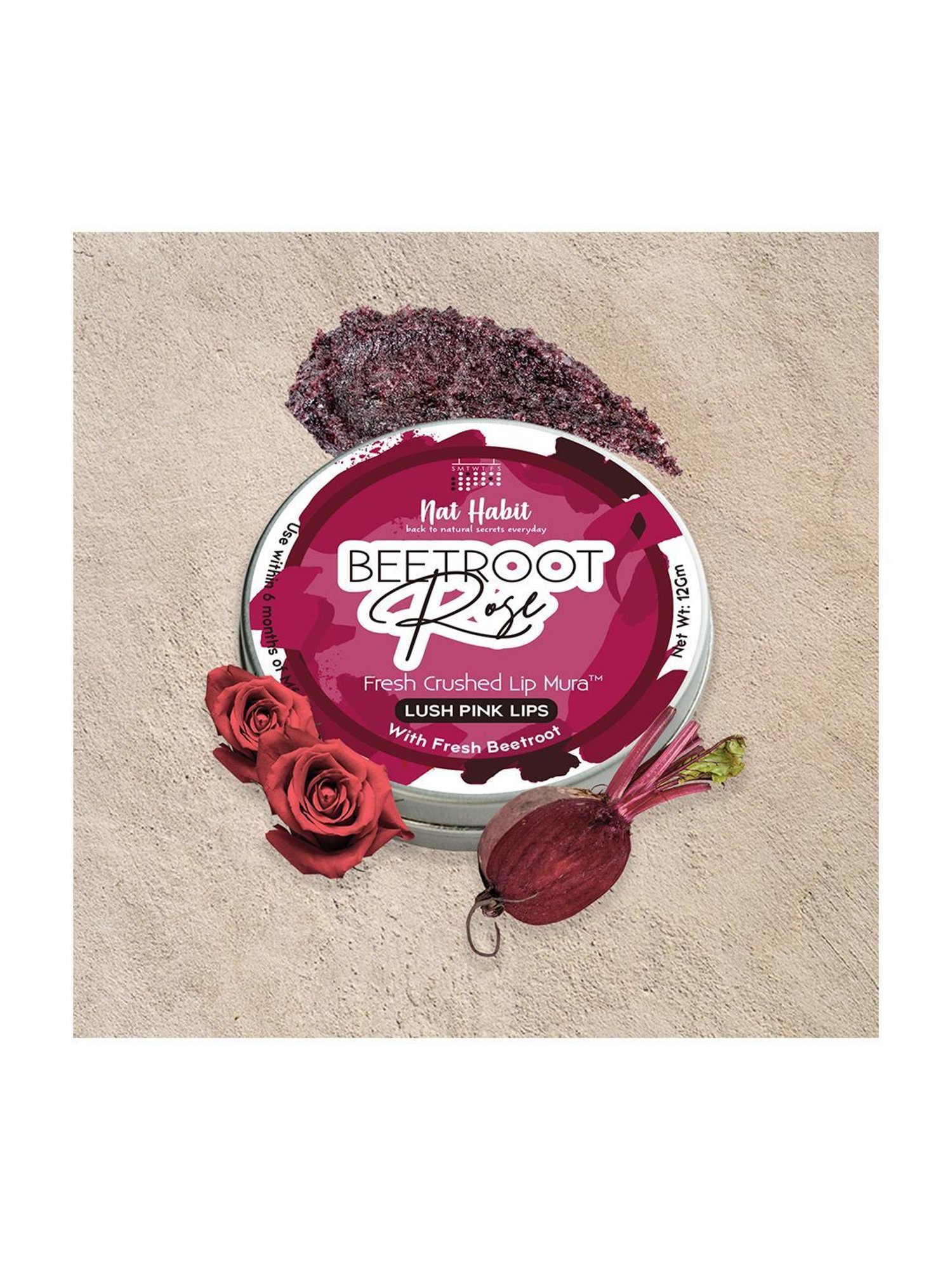 Nat Habit Beetroot Rose Fresh Crushed Lip Mura - 12 gm