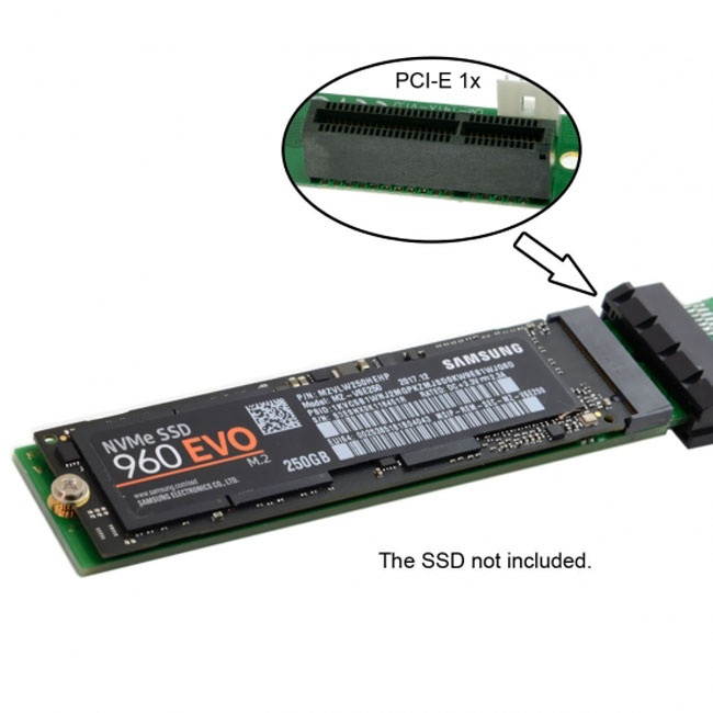 Xiwai NGFF M-key NVME AHCI SSD to PCI-E 3.0 1x x1 Vertical Adapter for XP941 SM951 PM951 960 EVO SSD