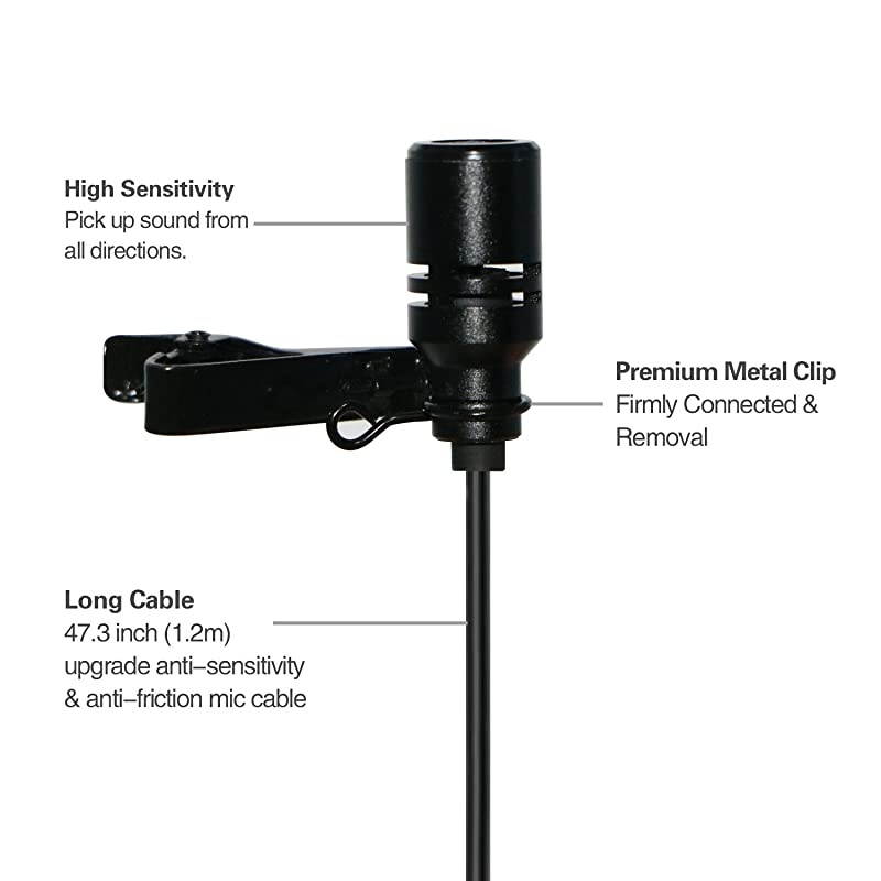Portable Collar Clip Microphone 35mm Audio Compatible with All Voice Amplifiers S6