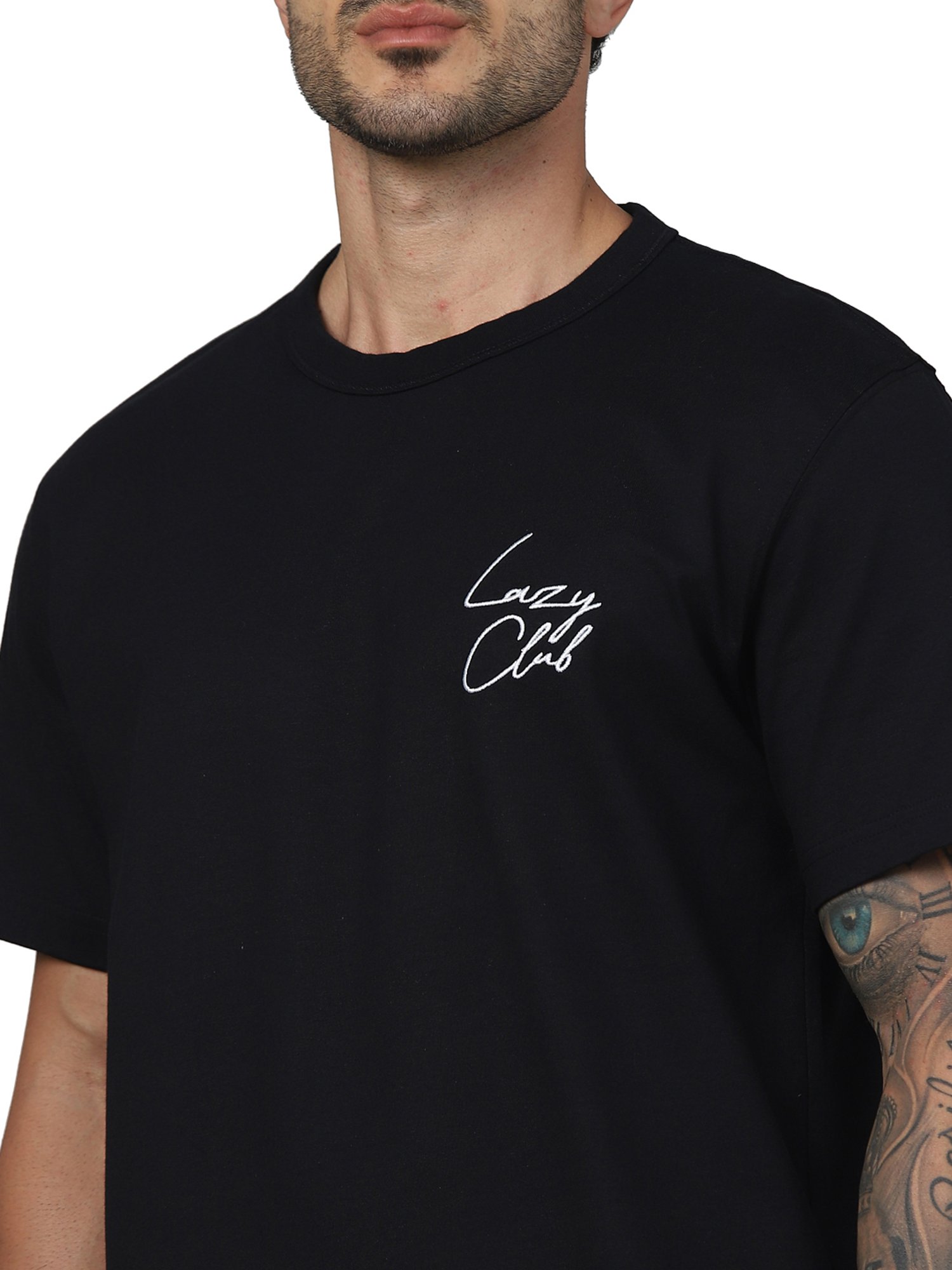 celio* Black Regular Fit Cotton Crew T-Shirt