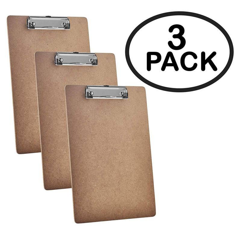 Acrimet Clipboard Letter Size Low Profile Clip (Hardboard) (3 - Pack)