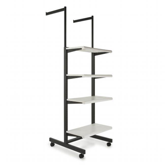 Econoco K400 - W Frame With 4-24 in. Shelves And 2-16 in. Arms 1 x 2 in. Rectangular Tubing - White