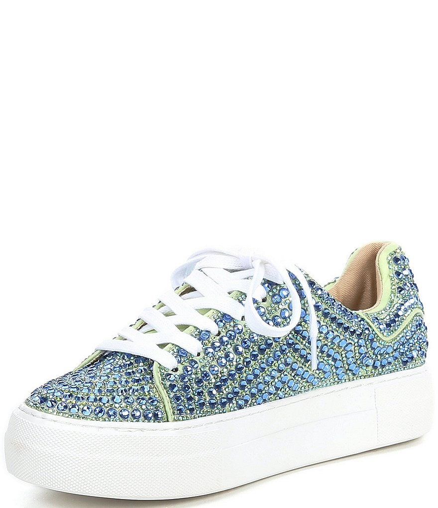 Blue by Betsey Johnson Sidny Rhinestone Embellished Platform Lace-Up Sneakers