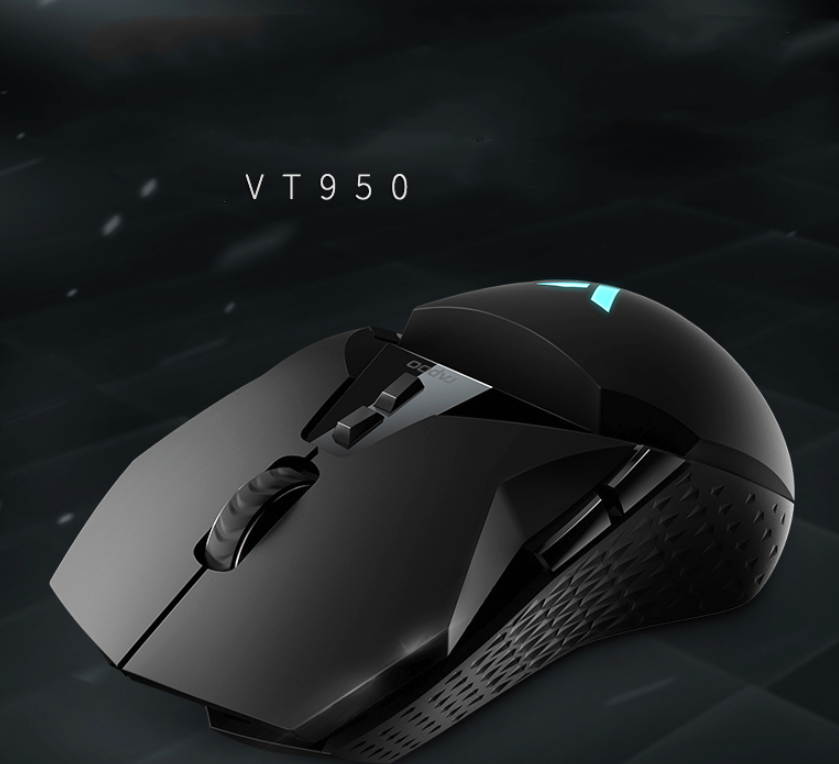 Rapoo VT950 USB Charging,  2.4GHz Wireless and USB Wired Dual Modes 16000DPI Ergonomic Design,Cool Exterior Black Gaming Mouse for Both Hands
