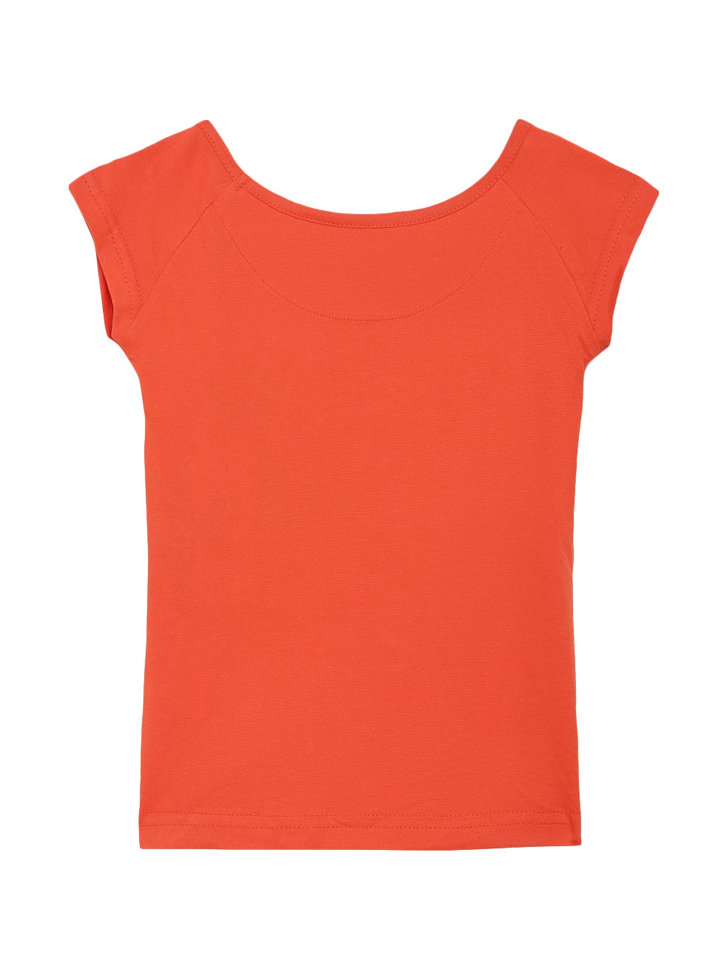 Elle Kids Orange Cotton Printed Top