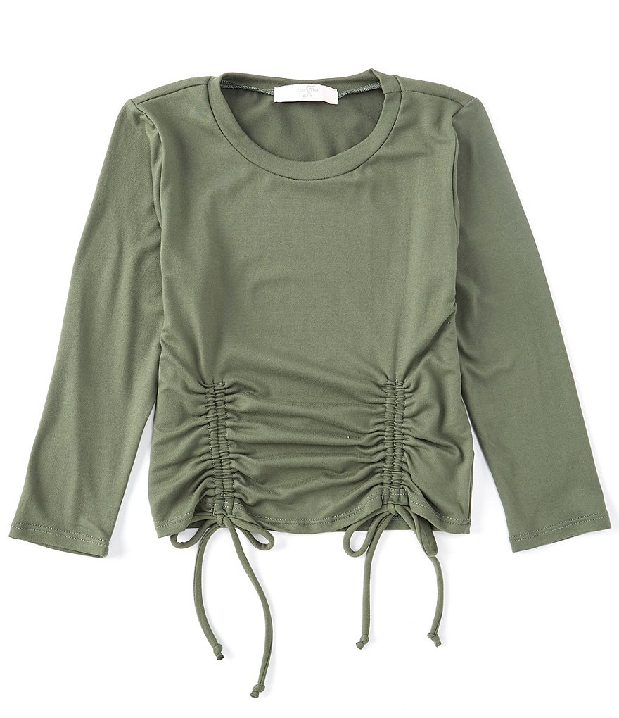 Moa Moa Big Girls 7-16 Long-Sleeve Ruched-Side Knit Top
