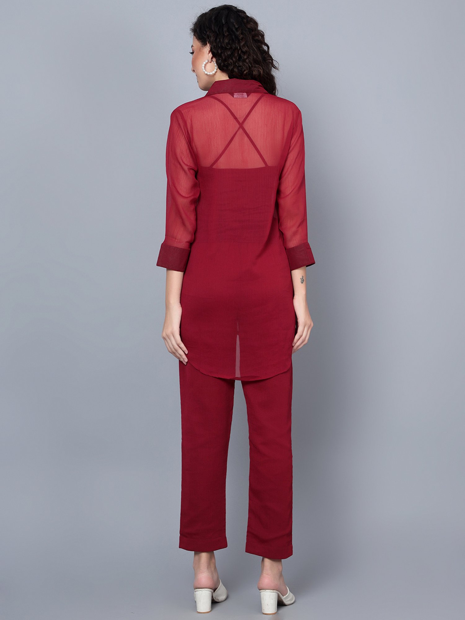 Anvi Be Yourself Maroon Mid Rise Trousers