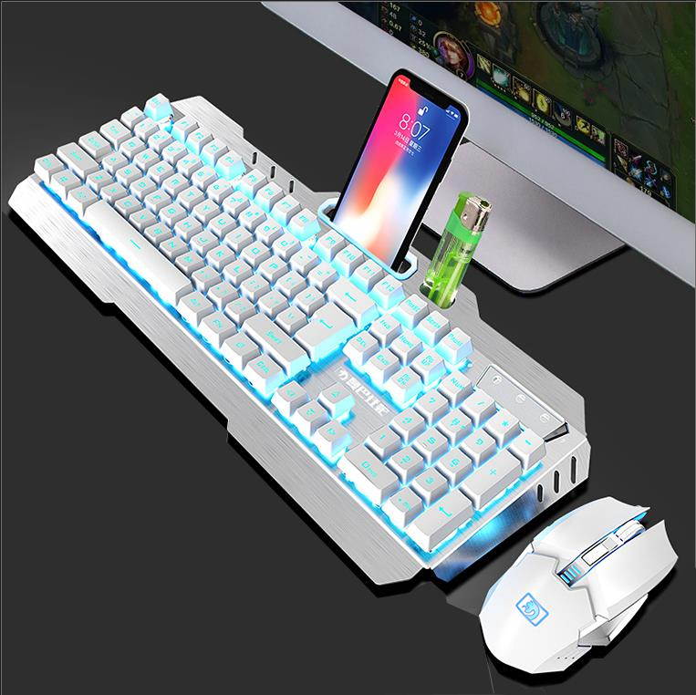 Wireless Gaming Keyboard And Mouse Set, Rechargable Backlit Mechanical Feel Waterproof Metal Panel Keyboard Mouse for Laptop PC Gamer