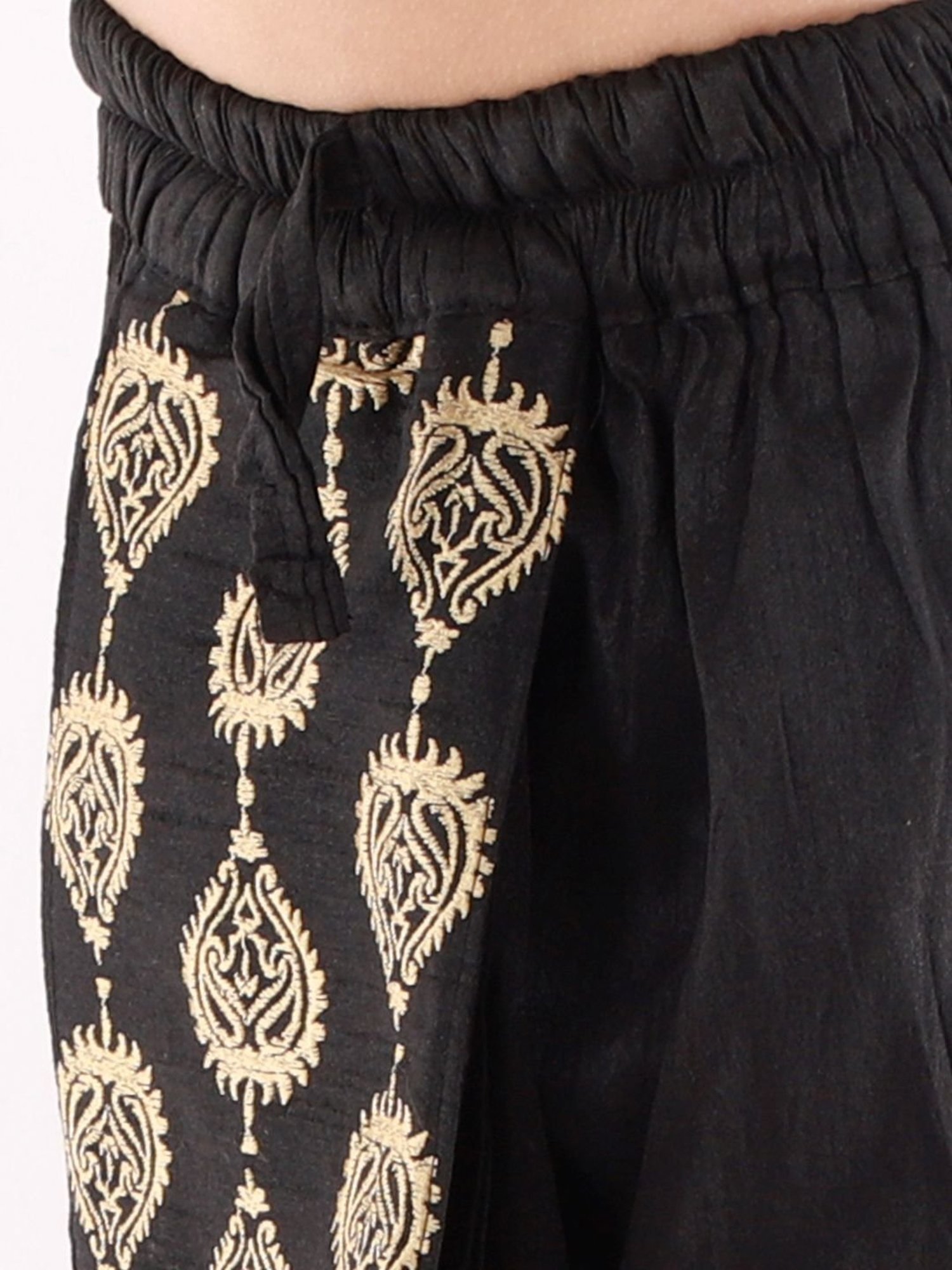 VASTRAMAY Kids Black & Gold Embroidered Dhoti