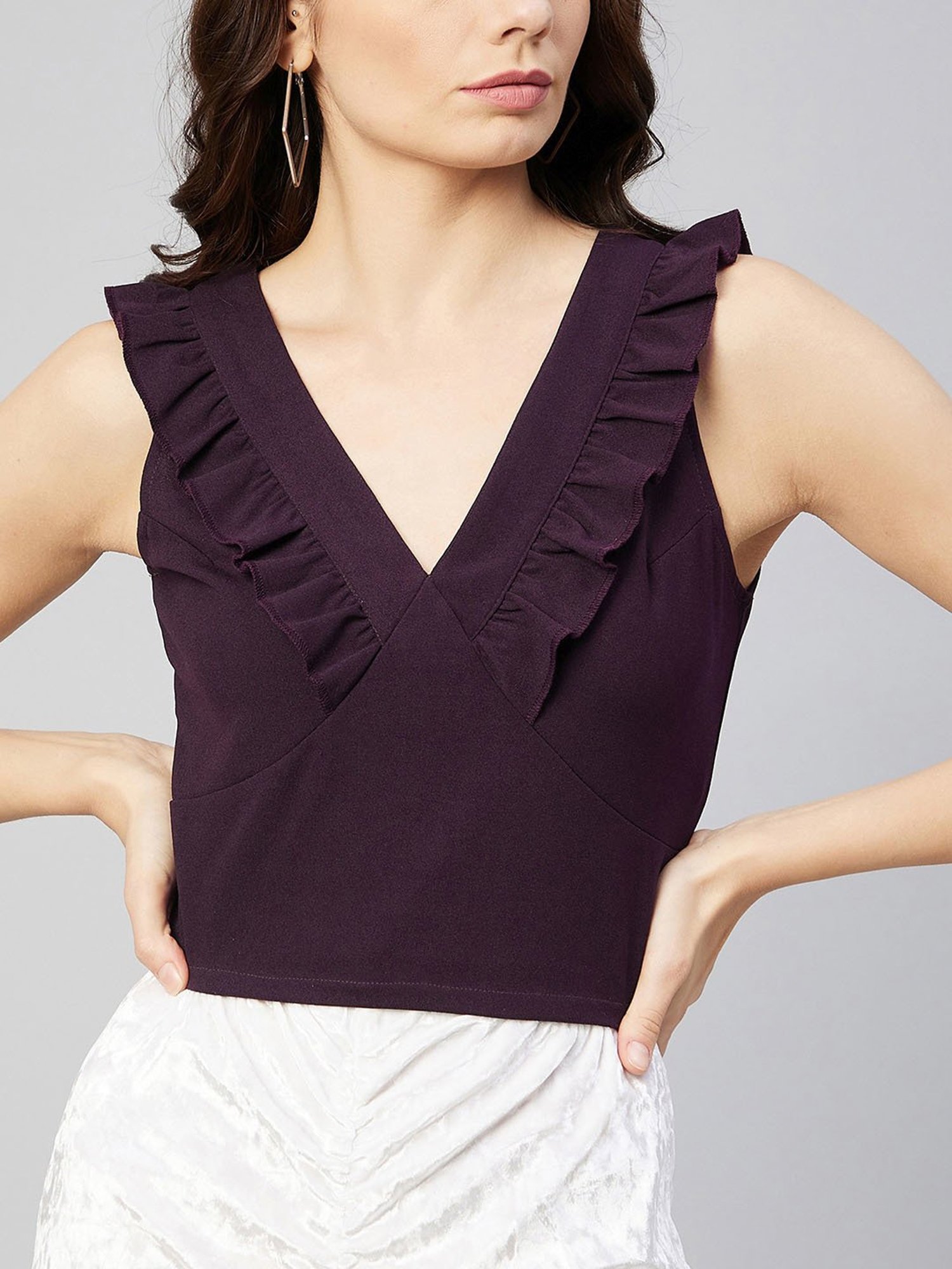 Marie Claire Dark Purple Crop Top