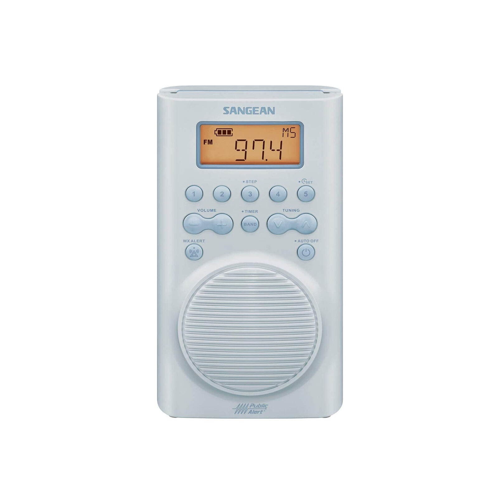 Sangean SG-100 AM FM WX Waterproof Weather Alert Shower Radio Sky Blue
