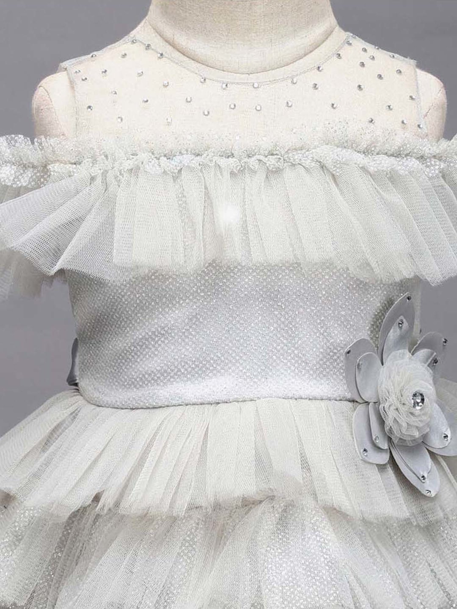 The Magic Wand Kids Beige Applique Dress