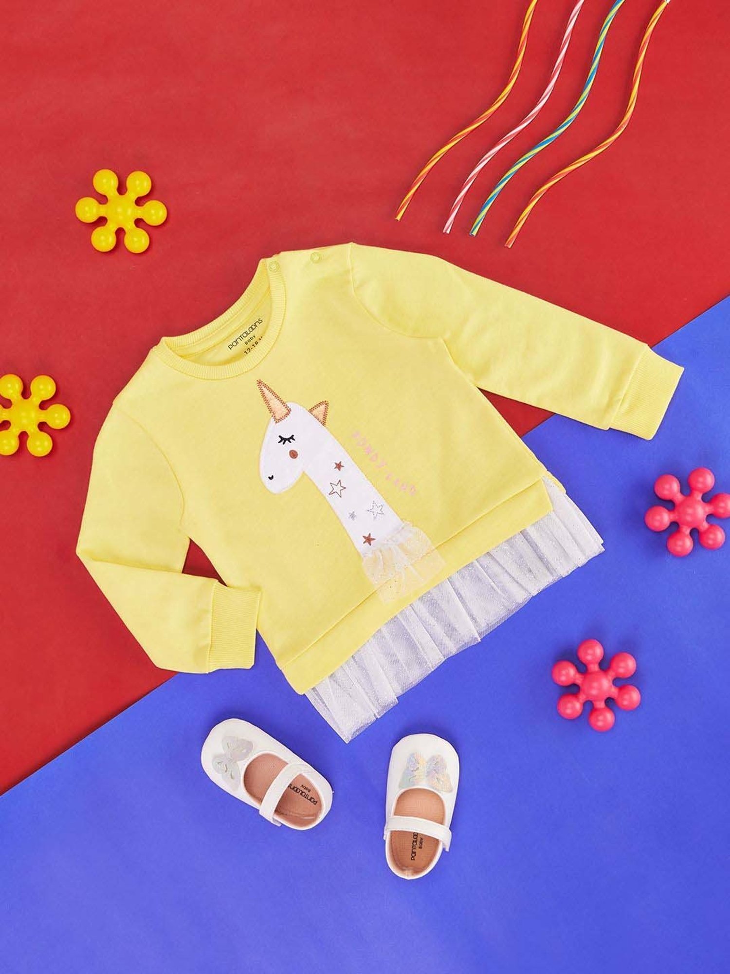 Pantaloons Baby Yellow Cotton Embroidered Full Sleeves Sweatshirt