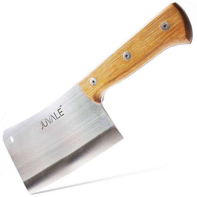 Juvale Meat Cleaver Heavy Duty - Stainless Steel Chopper Knife with Solid Wood Handle, Professional Quality, for Home & Restaurant Use - 8 Inches