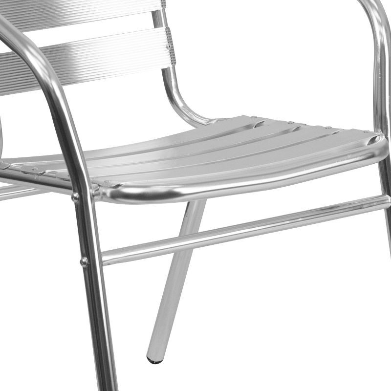 Emma and Oliver Aluminum Indoor-Outdoor Stack Chair with Triple Slat Back and Arms