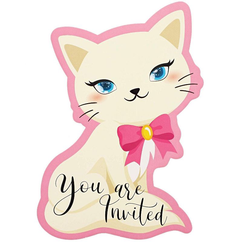 Blue Panda 36-Pack Pink Cat "You Are Invited" Party Invitations Cards with Envelopes for Kids Birthday 5x7 in