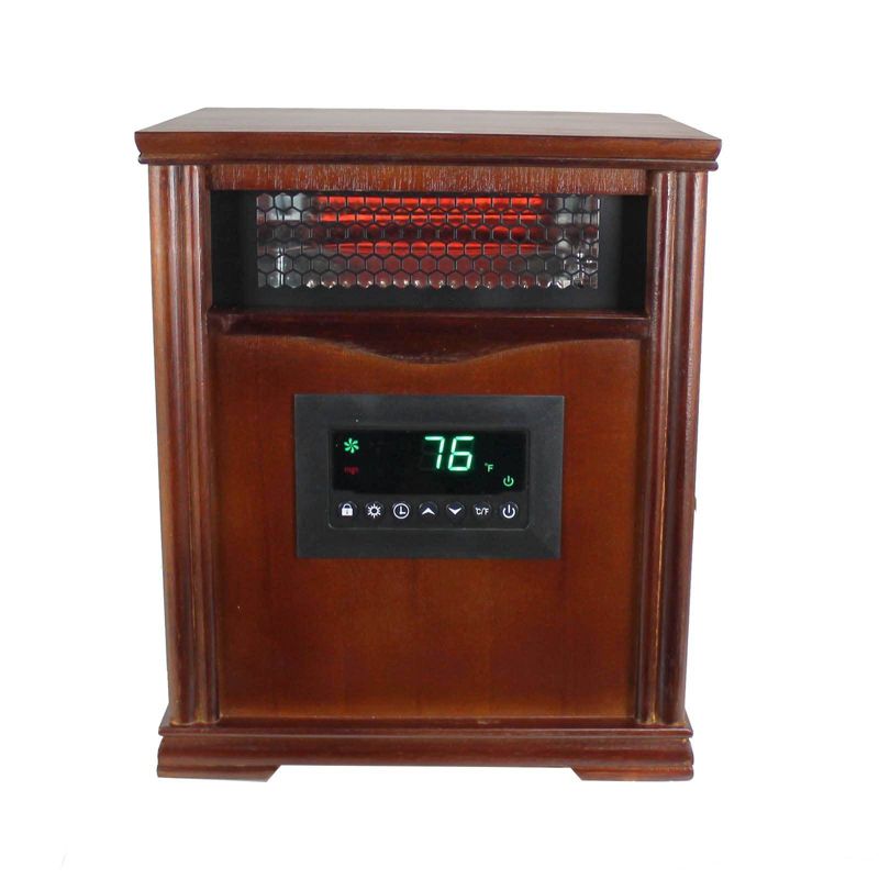 LifeSmart LifePro 4 Element 1500W Portable Electric Infrared Space Heater, Dark Oak