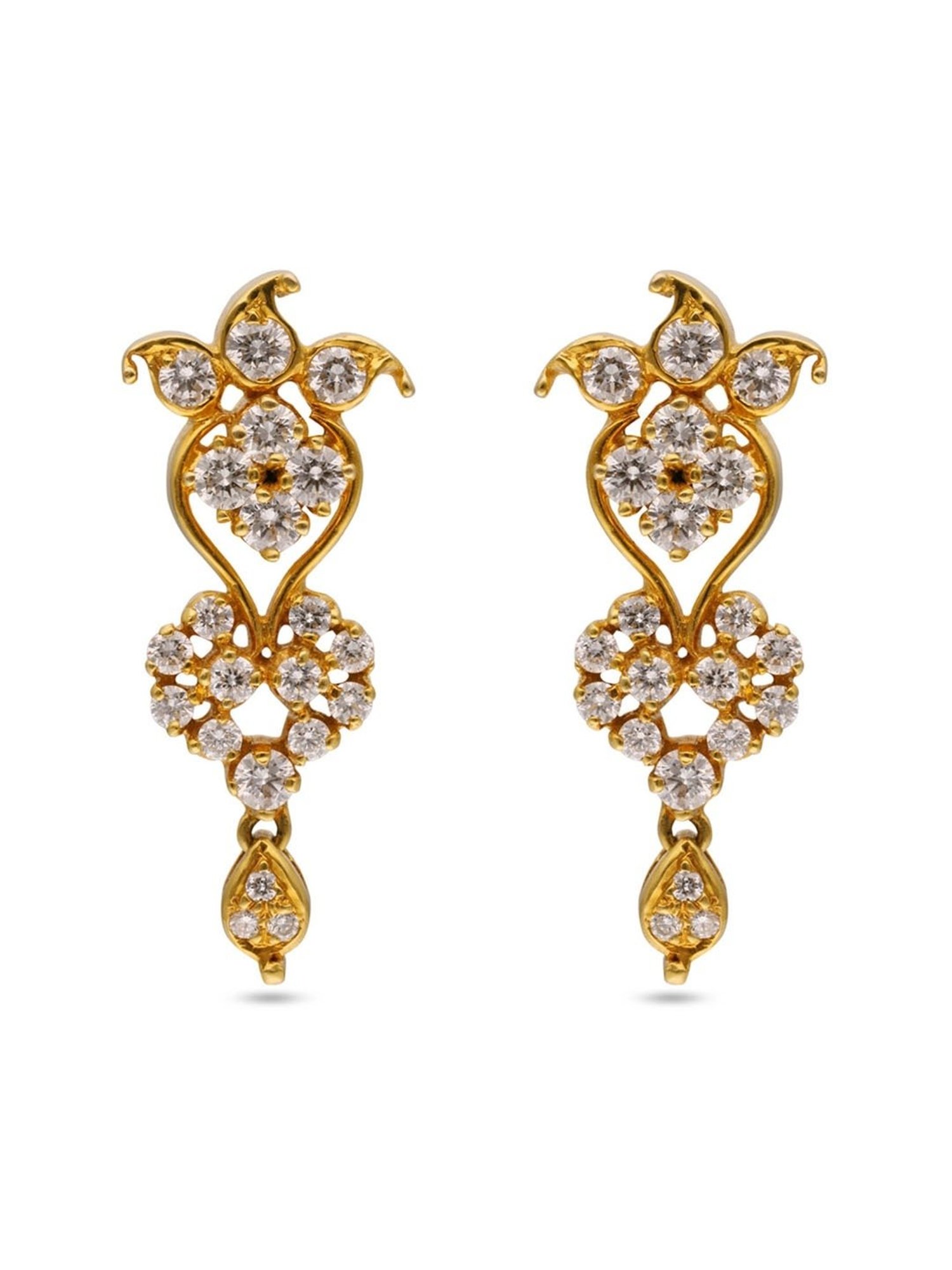 C.Krishniah Chetty 18k Gold & Diamond with Gemstones Drop Earrings for Women
