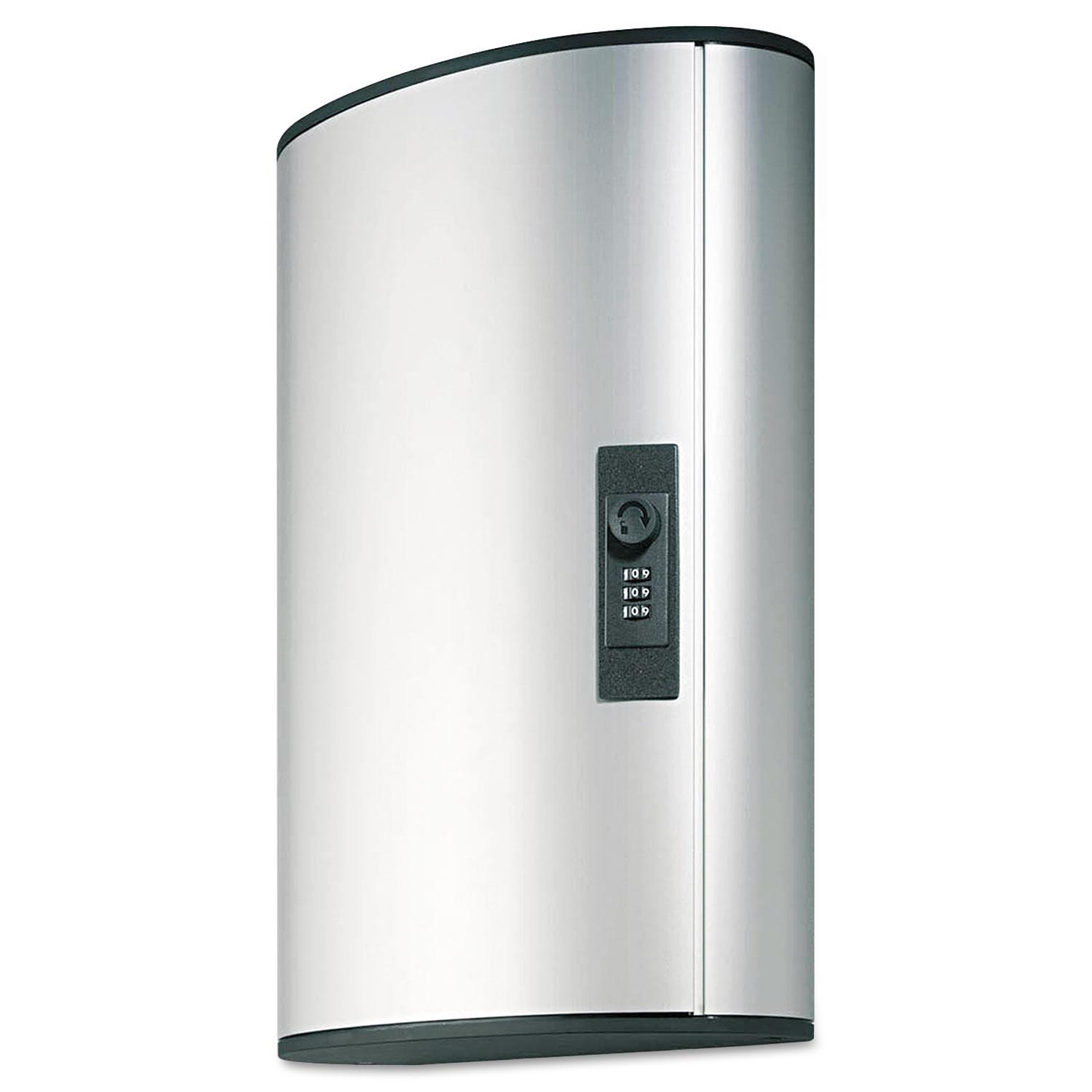Durable Locking Key Cabinet 72-Key Brushed Aluminum 11 3/4 x 4 5/8 x 15 3/4