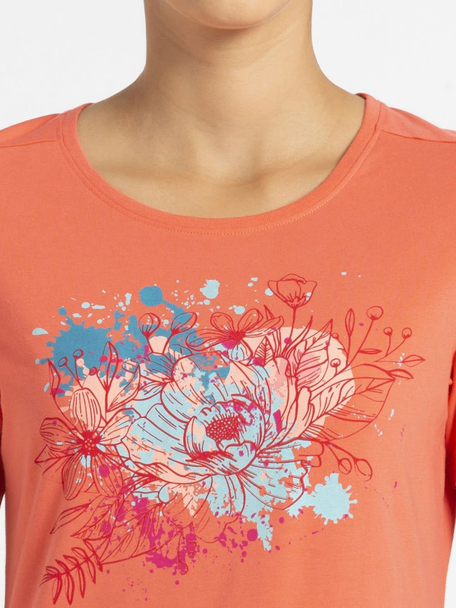 Jockey 1361 Women's Super Combed Cotton Regular Fit Printed Half Sleeve T-Shirt (Prints May Vary)